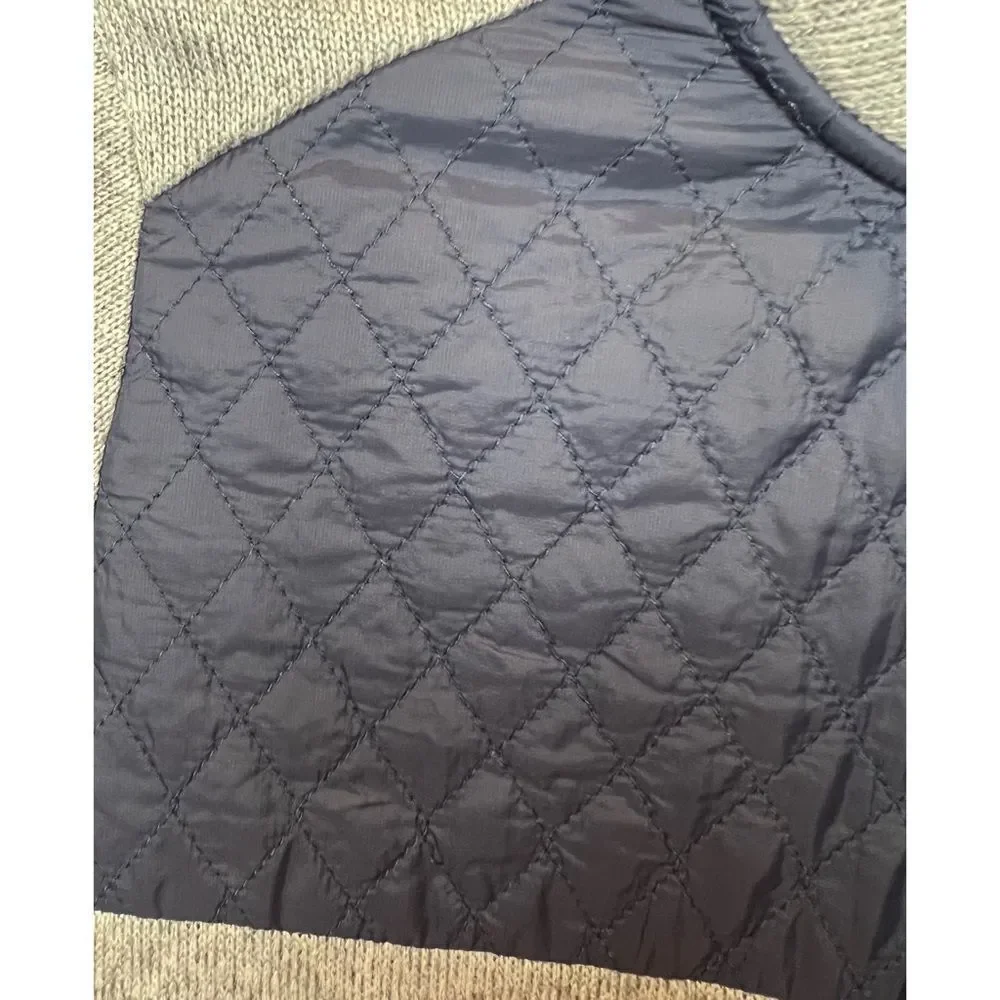 Vineyard Vines Women’s Mixed Media Quilted Pullover Navy Blue Grey Size Small